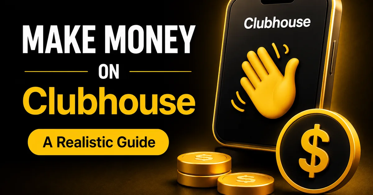 How to Make Money on Clubhouse in 2026 (A Realistic Guide) Make money on Clubhouse — phone with the Clubhouse wave icon and gold coins