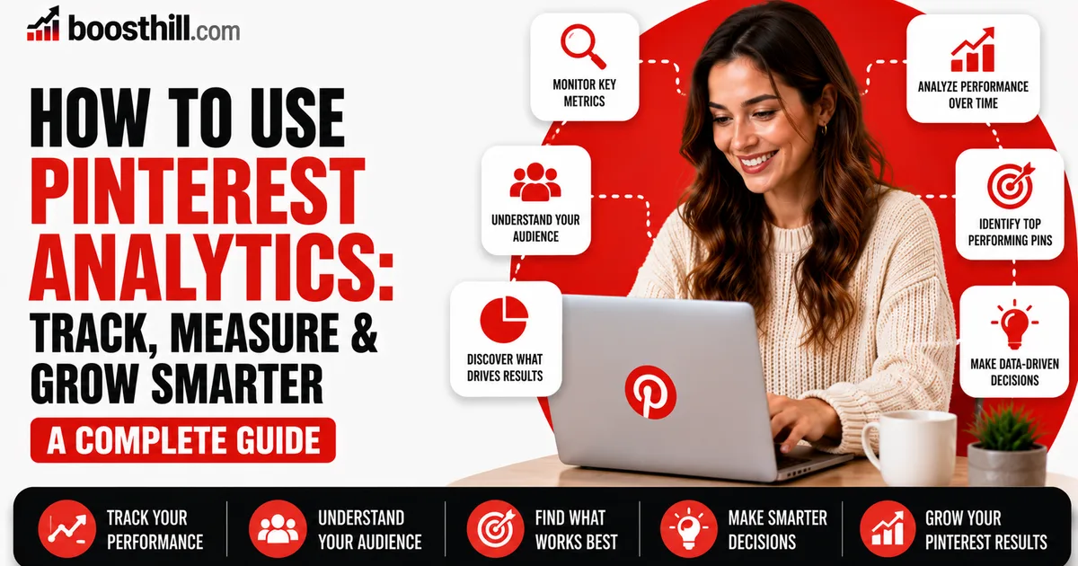How to Use Pinterest to Drive Blog Traffic in 2026 Featured image for the Social WOW guide on using Pinterest to drive blog traffic — a creator at a laptop with Pinterest, keyword-research and website-traffic icons.
